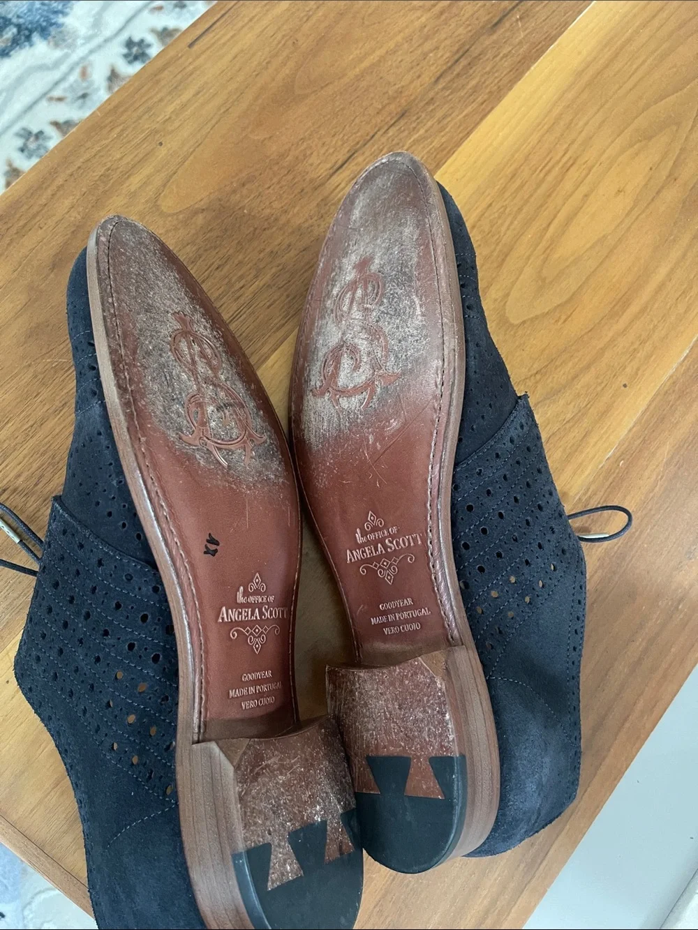 Navy Suede Lace-Up Brogue Flats - Classic Women's Loafers